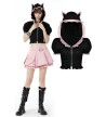 Pink And Black Zipper Top With Cat Ears