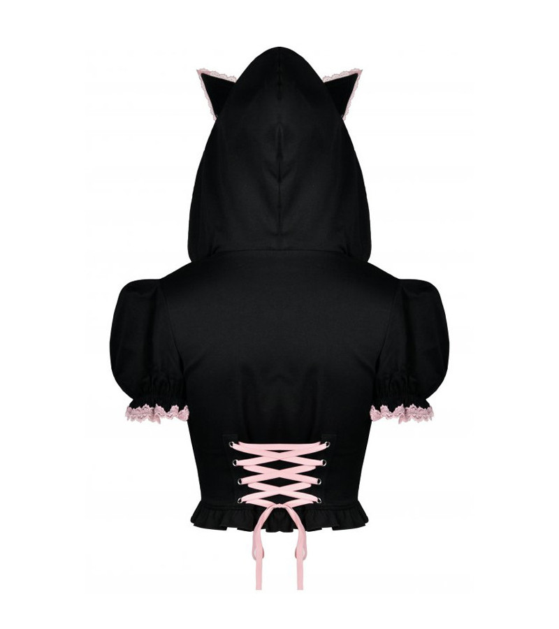 Veste Kawaii Noire Et Rose Oreilles De Chat