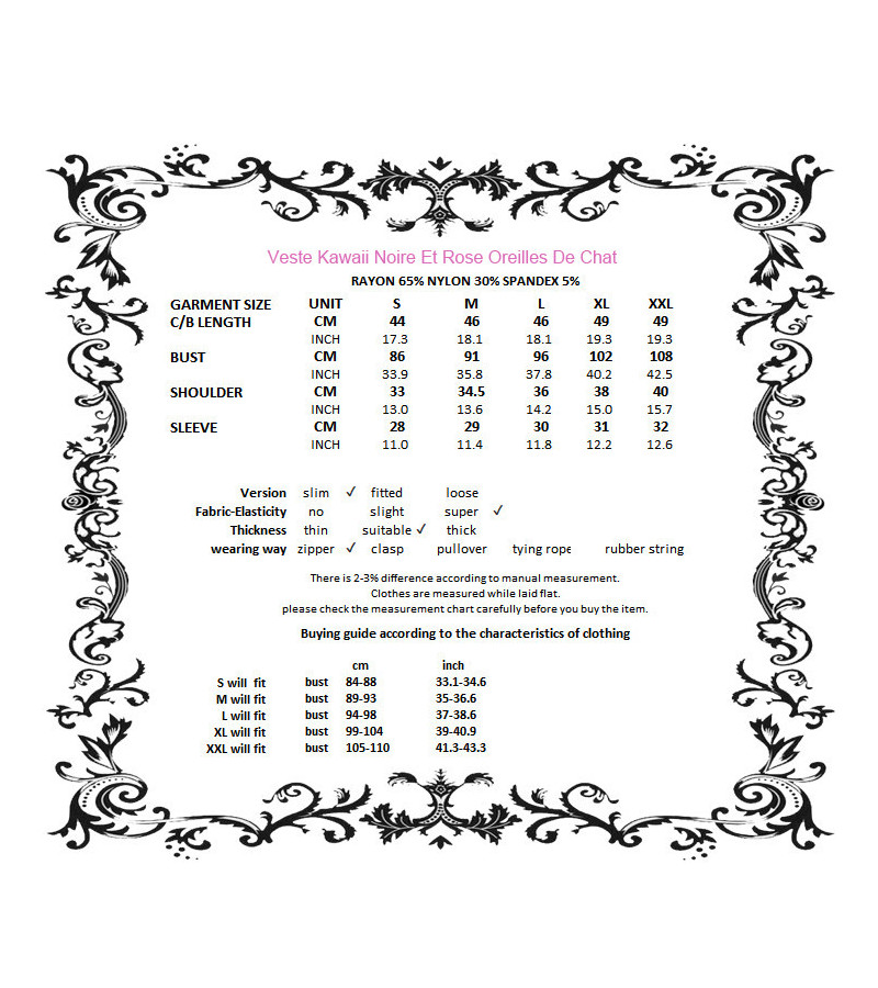 Veste Kawaii Noire Et Rose Oreilles De Chat