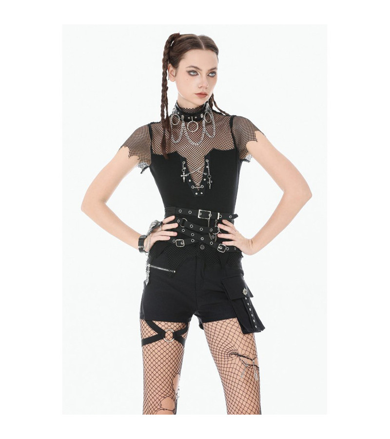 Top Dark Punk Résilles Chaines