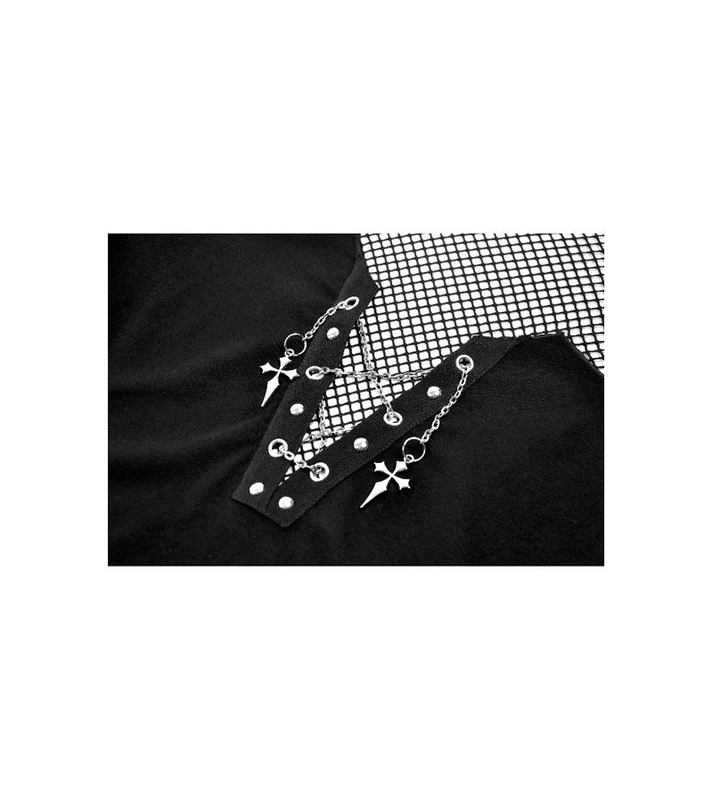 Dark Punk Mesh Chain Top