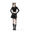 Crop Top Punk Découpes Résilles Noires Manches Longues