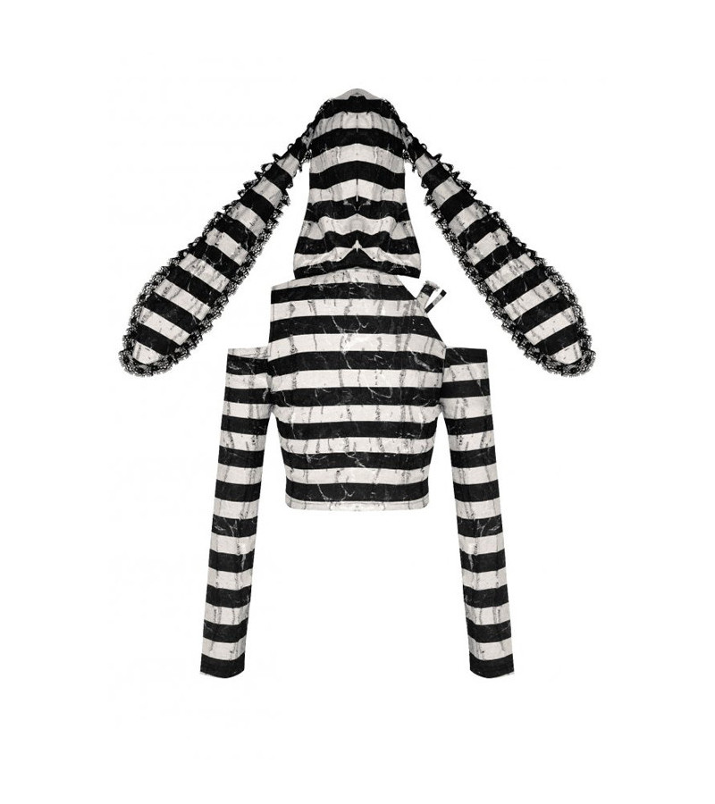 Veste Courte Rayée Grise Oreilles De Lapin