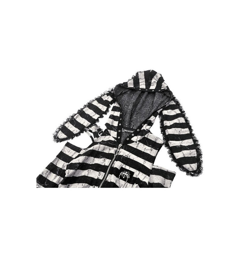 Veste Courte Rayée Grise Oreilles De Lapin