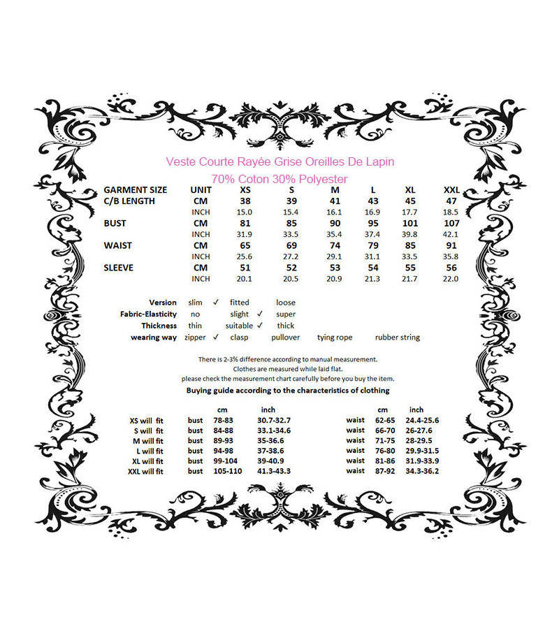 Veste Courte Rayée Grise Oreilles De Lapin