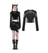 Black Mesh Hollow Out Punk Crop Top