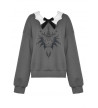Pull Gris Col Chauve-Souris Blanc