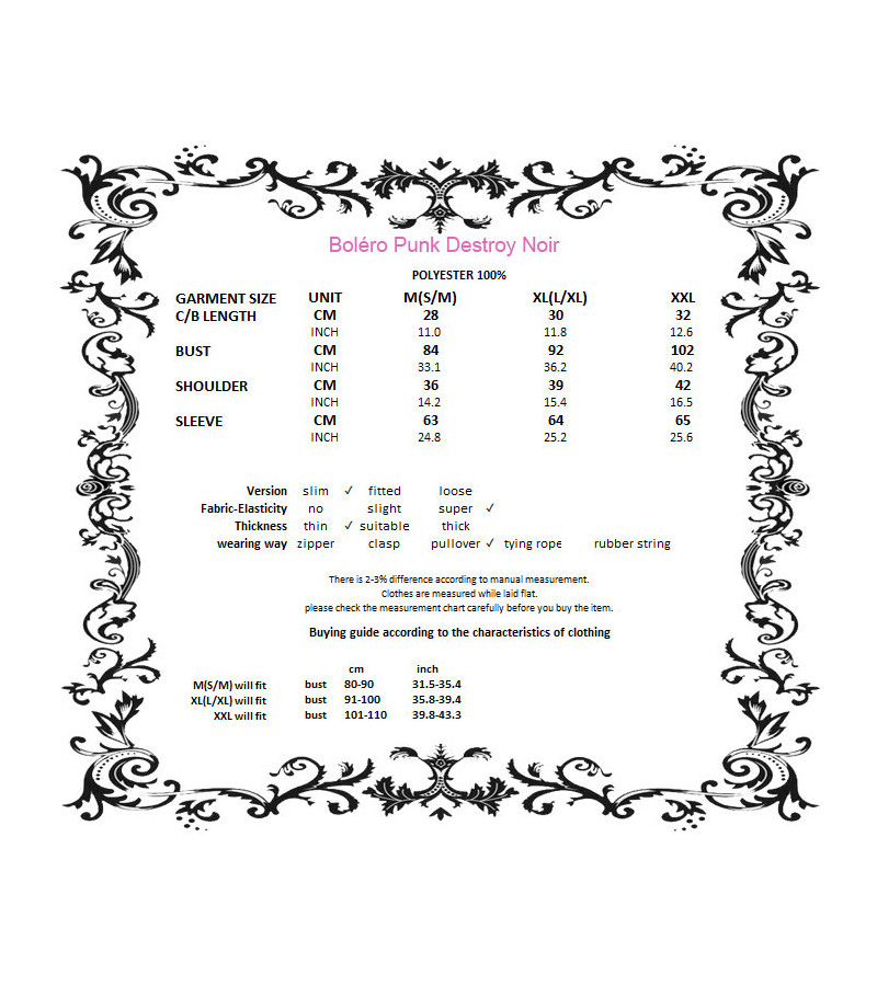 Boléro Punk Destroy Noir
