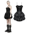Robe Punk Noir Shiny A Volants