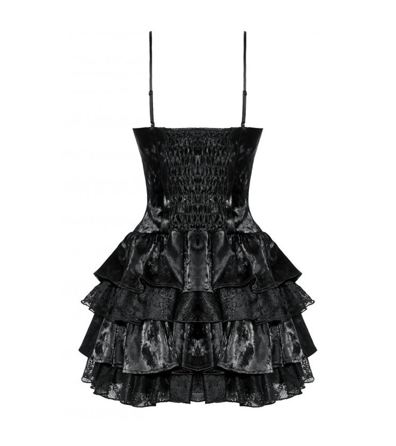 Punk Shiny Black Layered Dress