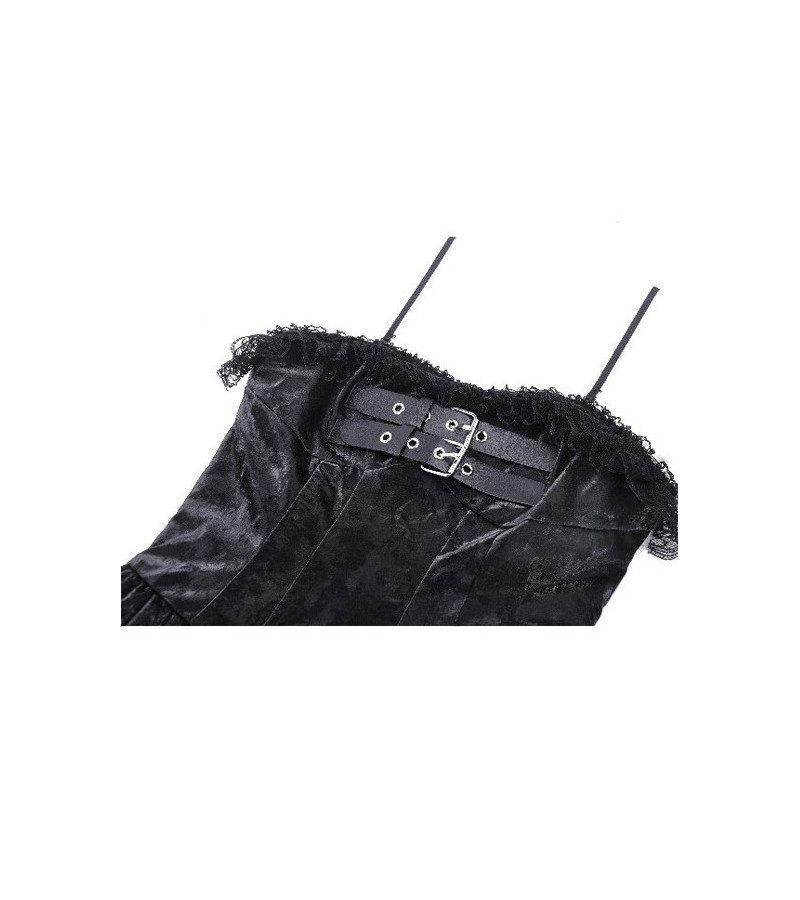 Robe Punk Noir Shiny A Volants