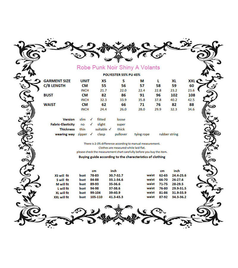 Robe Punk Noir Shiny A Volants