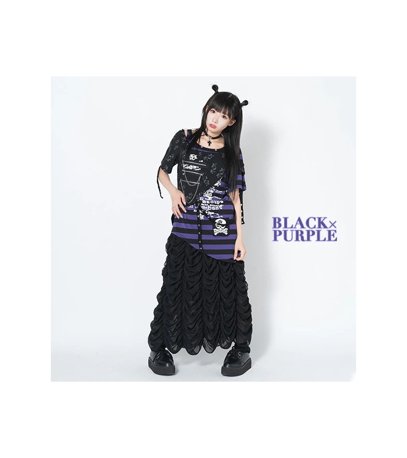 Punk Border T-shirt Black And Purple ACDC RAG