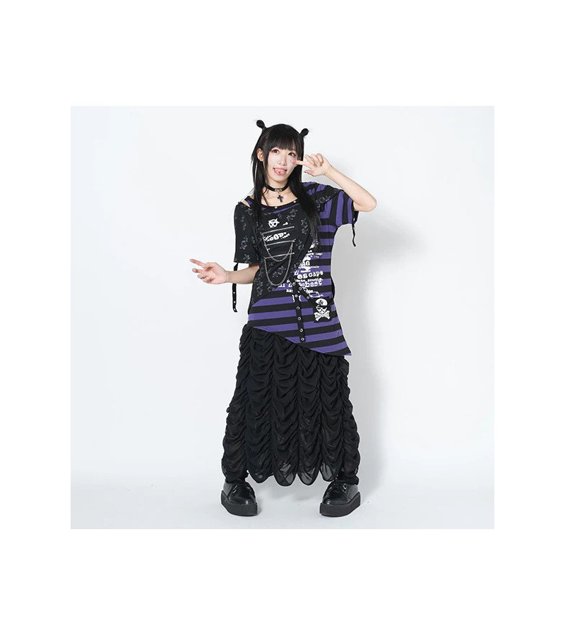 Punk Border T-shirt Black And Purple ACDC RAG