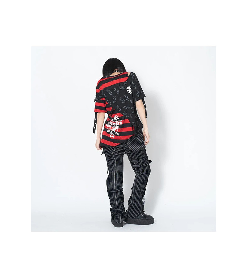 Punk Border T-Shirt Noir Rouge ACDC RAG