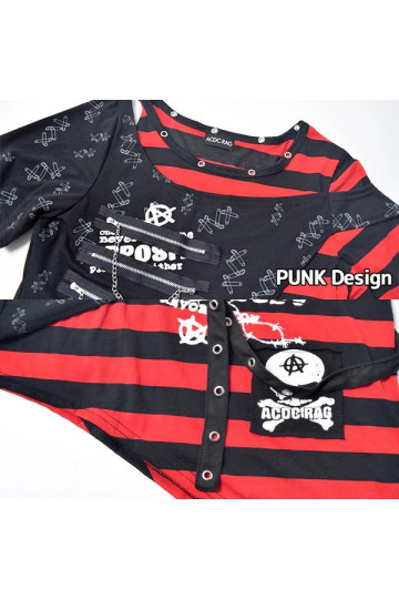 Punk Border T-shirt Black And Red ACDC RAG