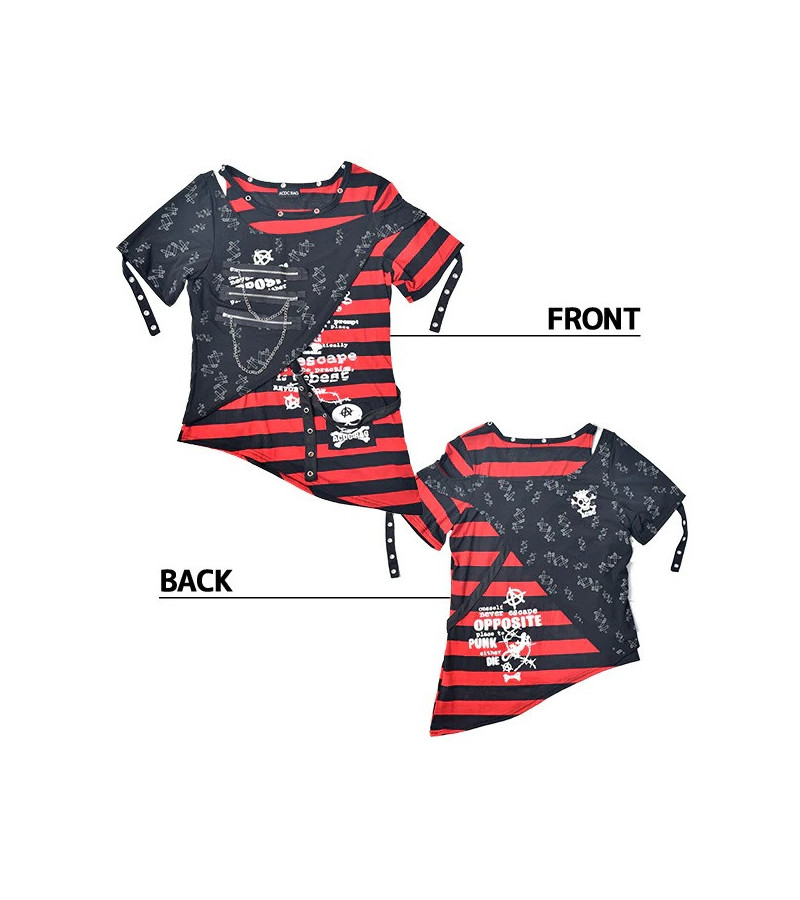 Punk Border T-Shirt Noir Rouge ACDC RAG