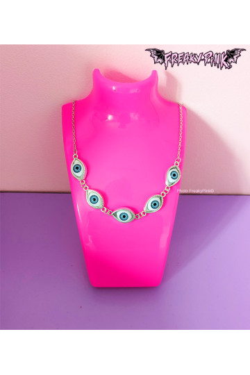 Collier Yeux Bleus - Freaky Pink