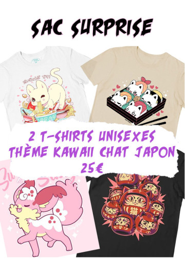 Lucky Bag Unisex T-shirts - Theme Kawaii Cat Japan