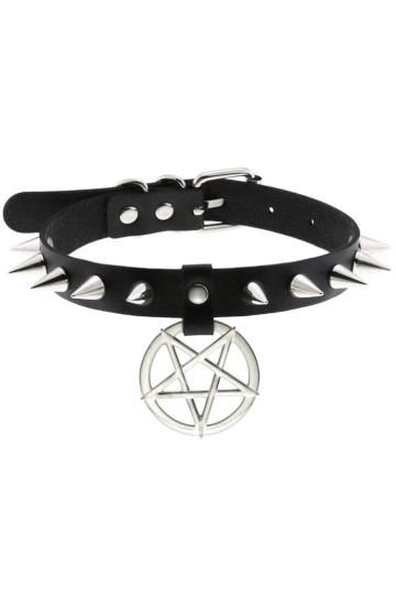 Pentagram And Spikes Choker