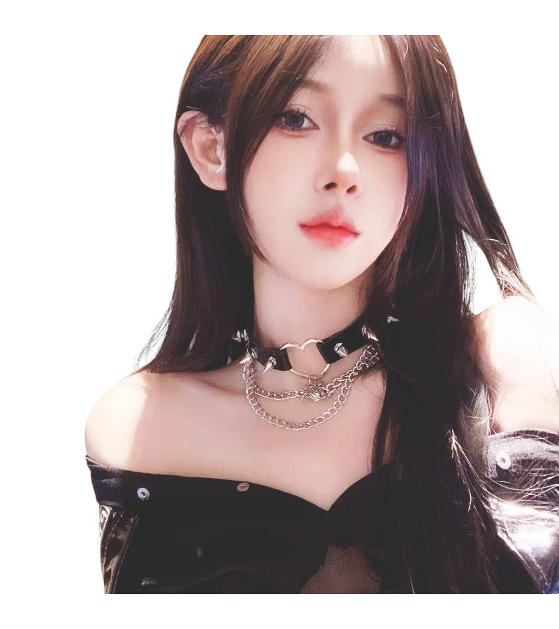 Choker Araignée Coeur Chaine Piques