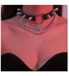 Spider Heart Spikes And Chain Choker - Freaky Pink