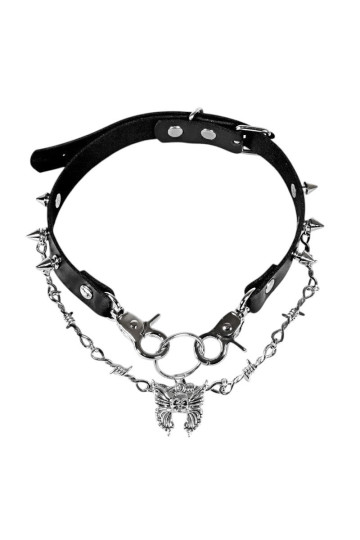 Choker Skull Papillon Barbelé