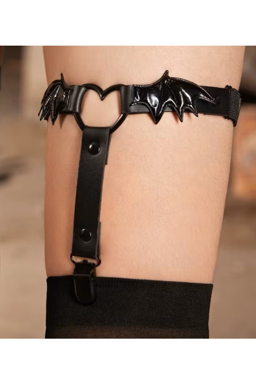 Black Bat Wings And Heart Garter