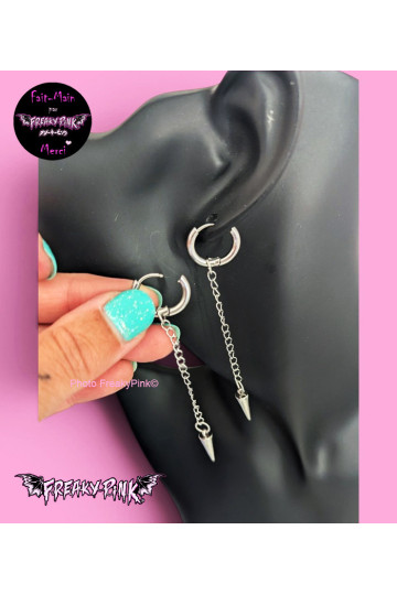 Boucles D'Oreilles Chaines Et Piques Freaky Pink