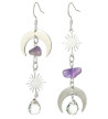 Boucles D'Oreilles Soleil Lune Améthyste