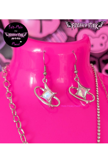 Boucles D'Oreilles Atomic Stars Fermoir Inoxydable Freaky Pink