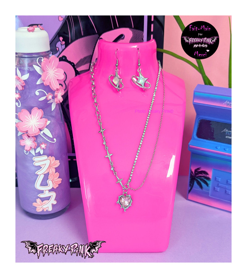 Boucles D'Oreilles Atomic Stars Fermoir Inoxydable Freaky Pink