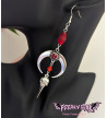 Crow Skull Half Moon Red Earrings