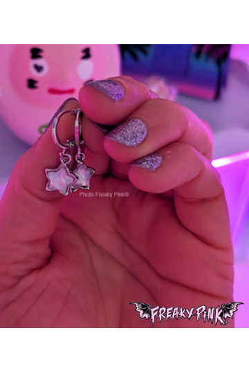 Boucles D'Oreilles Etoiles Roses Irisées
