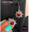Red Sacred Hearts Earrings Stainless Steel Clasp Freaky Pink