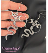 Snake Triple Moon Pentagram Earrings