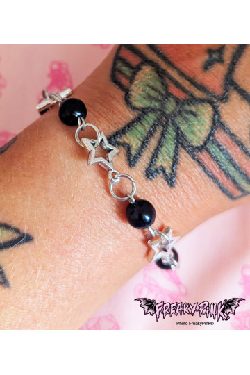 Bracelet Etoiles Perles Noires