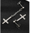 Boucles D'Oreilles Croix Chaines Asymétriques Acier Inoxydable