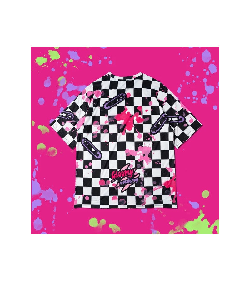 Checkered Gloomy Bear Oversized ACDC RAG Tee
