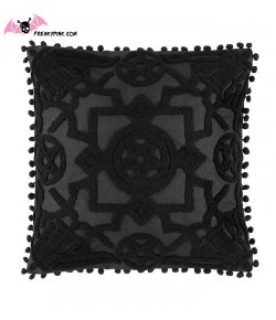 Housse de coussin gothique pentagrammes noires