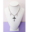 Collier Croix Noir Et Rose