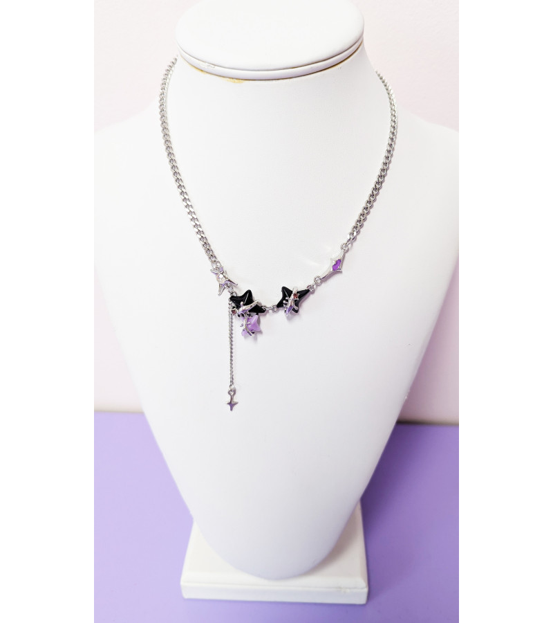 Purple And Black Stars Necklace