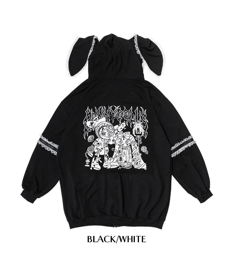 Punky Bunny Usamimi Hoodie White ACDC RAG