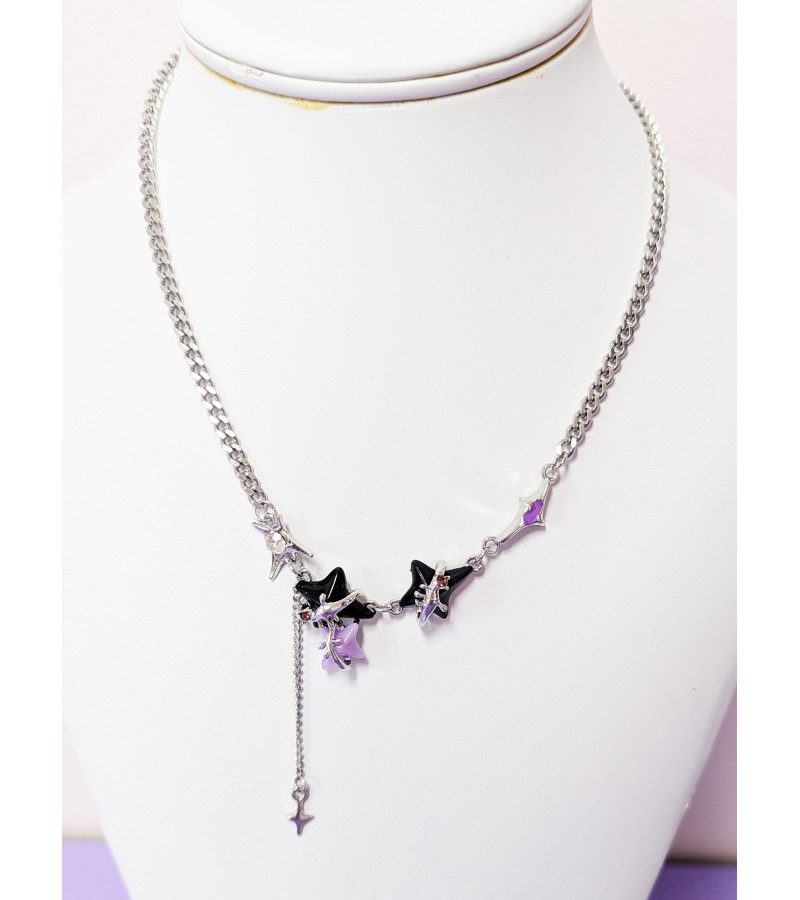 Purple And Black Stars Necklace
