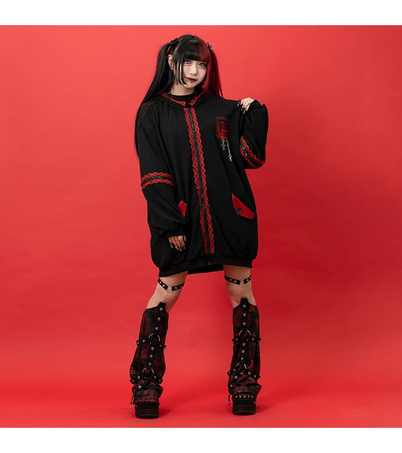 Punky Bunny Usamimi Hoodie Red ACDC RAG
