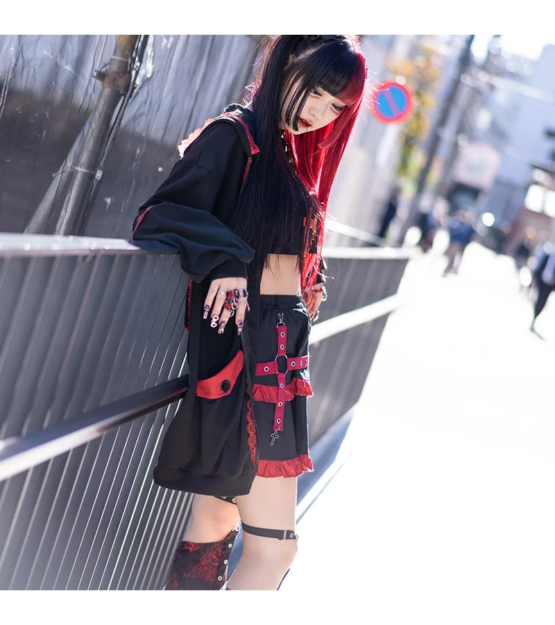 Punky Bunny Usamimi Hoodie Rouge ACDC RAG