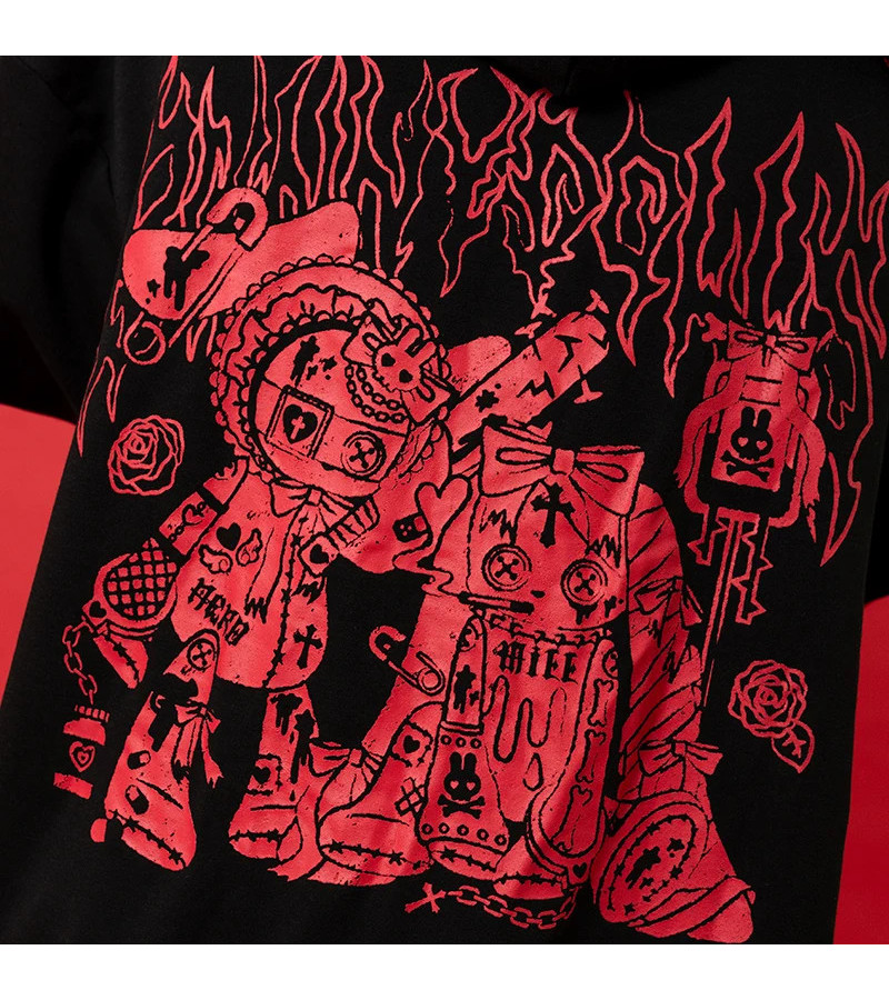 Punky Bunny Usamimi Hoodie Rouge ACDC RAG