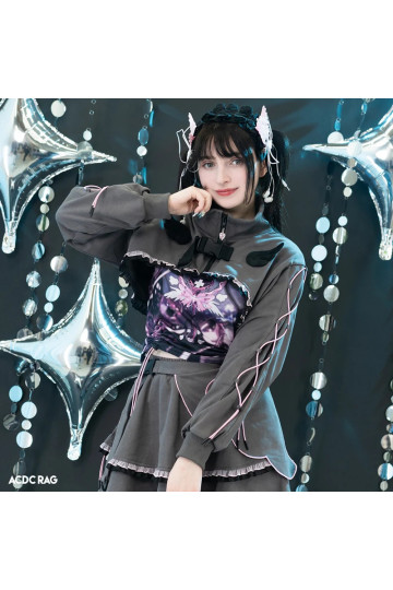 Heart Hack Cropped Jacket Gray Pink ACDC RAG