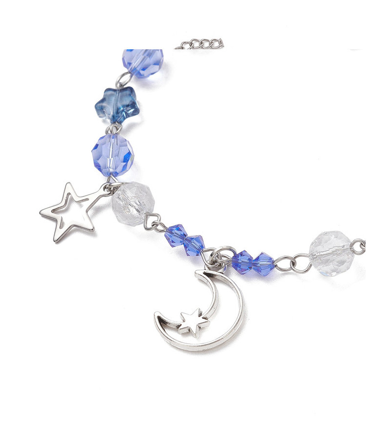 Bracelet Lune Perles Bleues