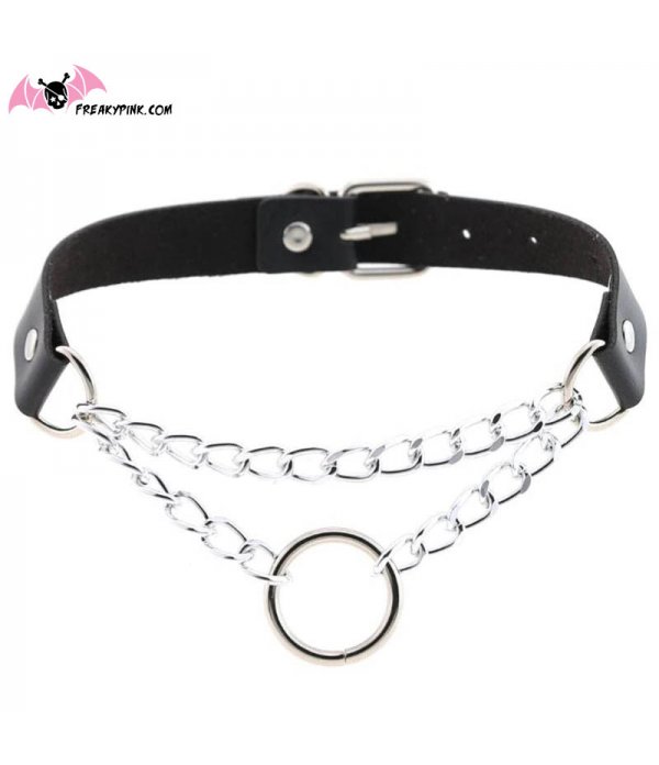 Choker punk anneau et chaîne